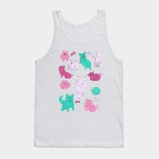 Minimalist Dog Pattern - Cute Pink and Green Pattern Tank Top